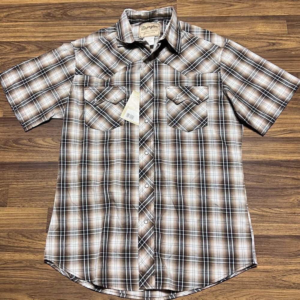Vintage Wrangler Pearl Snap Shirt Mens Medium Plaid Shirt Western